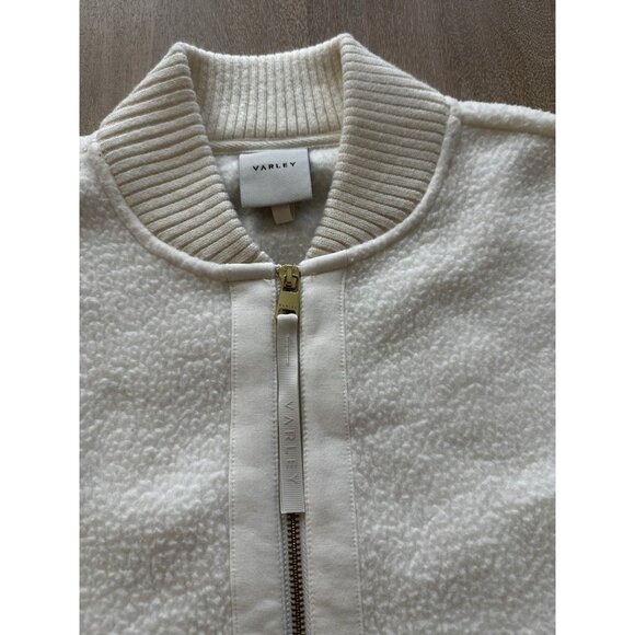 Varley Willmont Patch Pocket Fleece Bomber Jacket Egret Ivory Size Medium - Picture 5 of 11